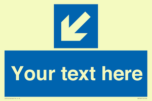 Custom Mandatory directional sign, blue arrow down and left